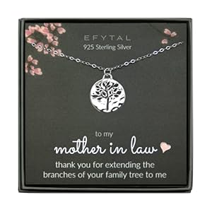 EFYTAL Mother In Law Gifts from Daughter in Law, Sterling Silver Tree of Life Necklace Gifts for Mother in Law, Wedding Jewelry Mother of the Groom Gift from Bride (Mother in Law - Family Tree)