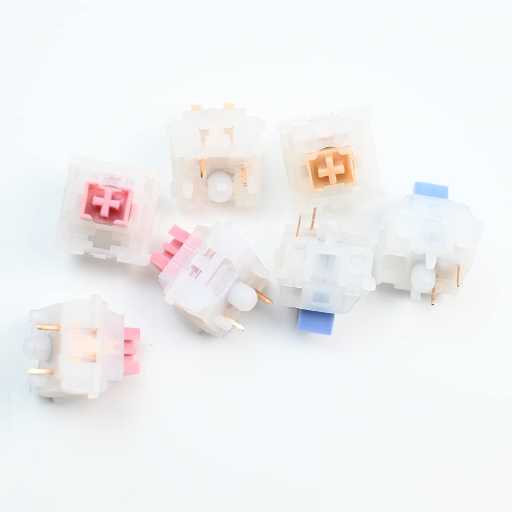 DucKey Outemu Jade Switch, Commutateur MX RGB 5Pin Lubrifié Tactile Linéaire/Cliquant/Silencieux pour Clavier Mécanique (Color : Linear Pink Jade, Size : 90Pcs)