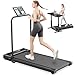Laufband für Zuhause Walking Pad Klappbar - Treadmill for Home 6km/H, Schreibtisch Laufpad unter Dem Mini Leise mit 90° Tablet Holder, 4 in 1 LED klein Gehband laufbänder Ohne Steigung Max 110kg