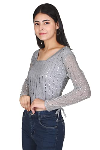 Image of Drawstring Solid Shimmer Top