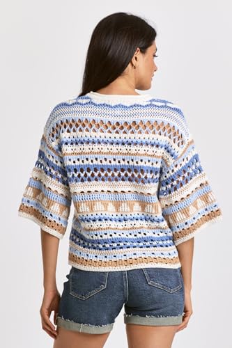 DEAR JOHN Women's Tanner Mesh Sweater Size Medium Beach Day4