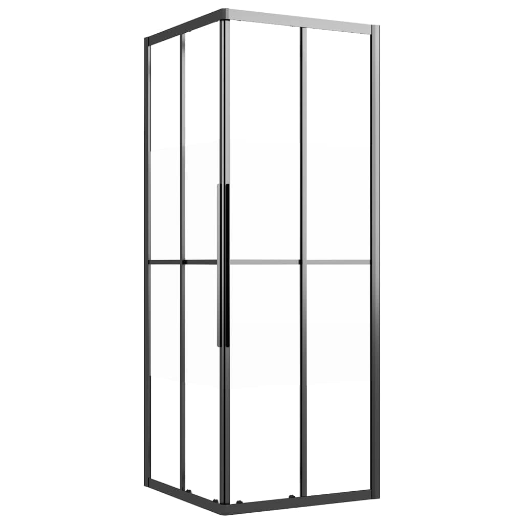 Verre trempé de style industriel pour cette douche italienne noire 80x80cm