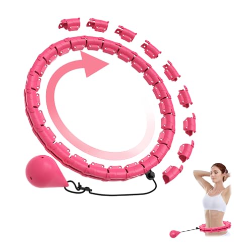 【2025新登場 高燃脂】ポクミル フラフープ ダイエット 大人 幼児 落ちない 腹筋 ウエスト くびれ ダイエット器具 スプリング フラ ソフト 有酸素運動 室内 16/18/24/28節ノード調整可能 男女兼用 (ピンク, 18節ノード)