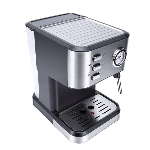 Haofy Máquina de café Expreso de 20 Bares, Profesional con Control de Temperatura PID, Espumador de Leche con Portafiltro de 51 Mm, Tanque de Agua Extraíble de 1,5 L con Medidor de (Enchufe de la UE)