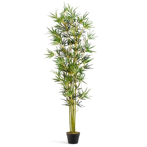 Goplus フェイクグリーン 大型 人工観葉植物 高さ180cm フェイク竹 フェイクバンブー フェイク植物 玄関 リ