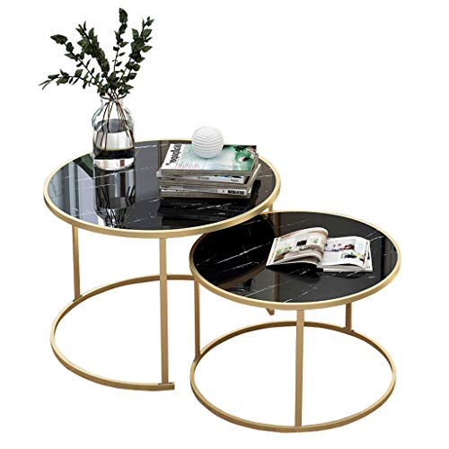 2er-Set, moderner Couchtisch/Wohnzimmer-Satztisch/Beistelltisch-Stapeltisch, für Couchtisch, Stabiler Goldmetallrahmen Cover