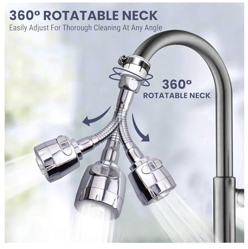 Image of CLINTON Flexible Tap Extender for Kitchen Sink - 360 Rotating Faucet Attachment, Splash-Proof, Water-Saving, Easy Installation (Dual Mode Flow)