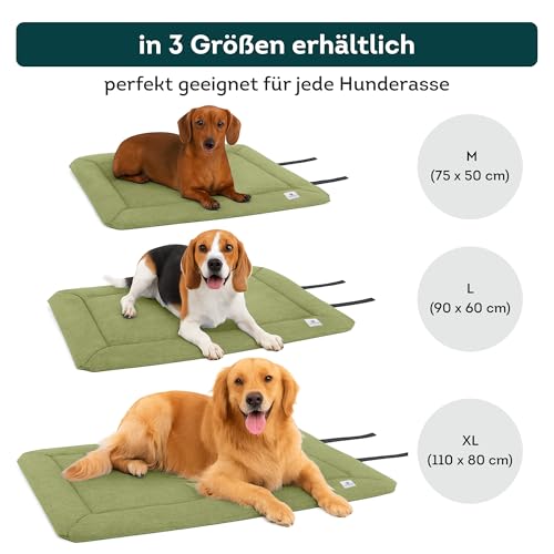 Wanderpfote Hundedecke für Unterwegs, 75 x 50cm – Waschbar, Orthopädisch, Wasserdicht – Hochwertiges Design – Hundedecke Outdoor, Hundematte Auto (Grün, Größe M)