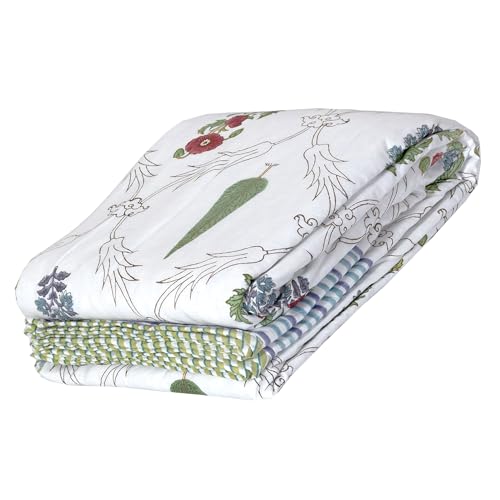 Image of TOAIArt Premium Jaipuri Dohar | AC Blanket Summer Quilt | Hand Block Printed | 3 Layers | Reversible | 150GSM 100% Mulmul Cotton | 100% Cotton Flannel Filling | Single 60 inch X 90 inch |Adil Jaal