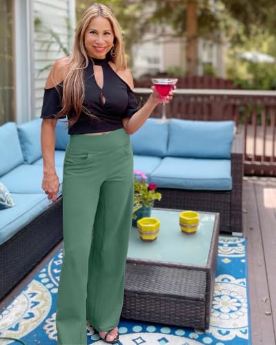 Image of Promover Wide Leg Pants for Woman Yoga Pants with Pockets Stretch