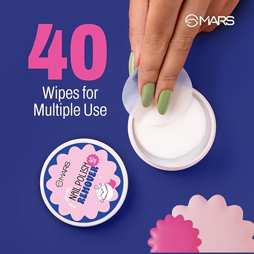Image of MARS Miss Wipe Out Nail Polish Remover Wipes (40 Wipes) | Acetone & Alcohol-Free | Moisturising & Nourishing Formula | Gentle & Travel-Friendly