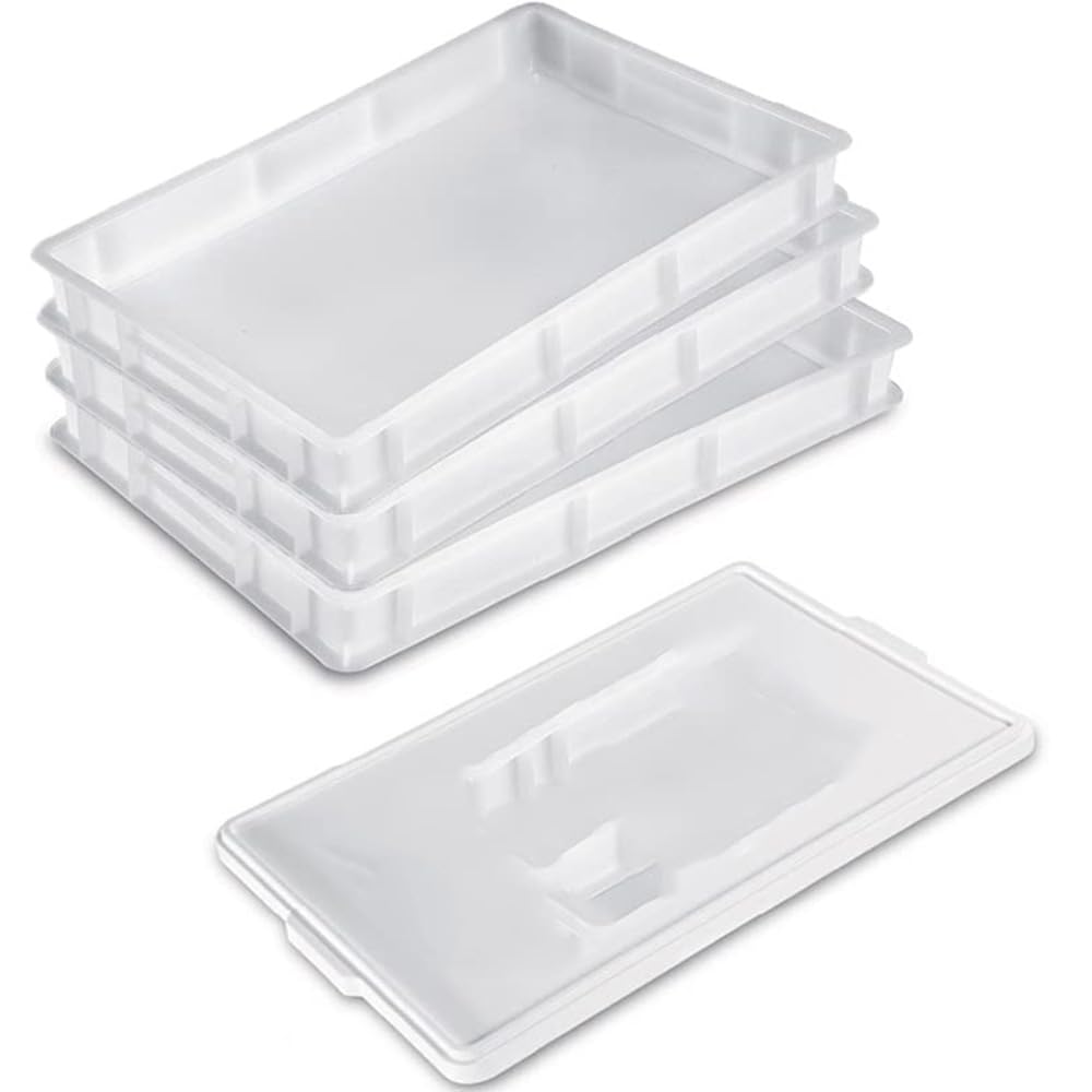 Set 3 Cassette con Coperchio portaimpasti palline Pizza Pane panette 60x40x7 certificata per alimenti VASCHETTA DA FRIGO professionale litri 12 impilabile sovrapponibile PIZZERIA CASEIFICI