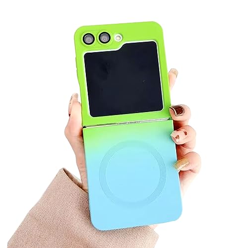 GO-VOLMON Compatible with Magsafe Case for Galaxy Z Flip 5, Man and Woman Magnetic Cover for Samsung Skin Feel, Liquid Silicone Case for Z Flip 5 with Camera Protection, Green