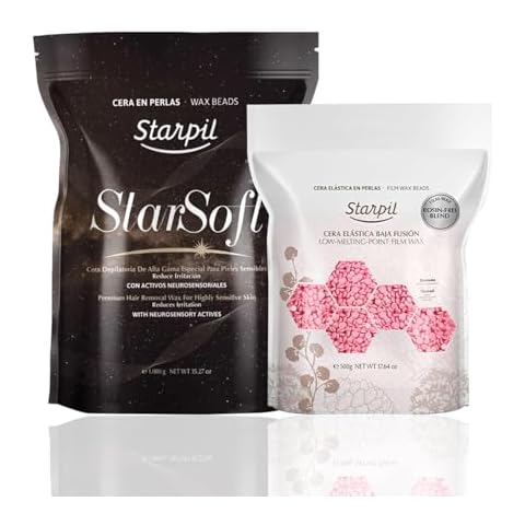 Starpil Wax Bundle - 1000g StarSoft Film Hard Wax Beads (2.2lb) and 500g Rosin-Free Pink Hard Wax Beads (1.1lb) for Professional Hair Removal. Ideal for Estheticians and Sensitive Skin. Cover