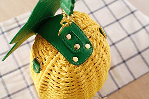 TONWHAR Womens Girls' Cute Pineapple Straw Handbag Casual Purse Shoulder Bag Crossbody Straw Handbag4