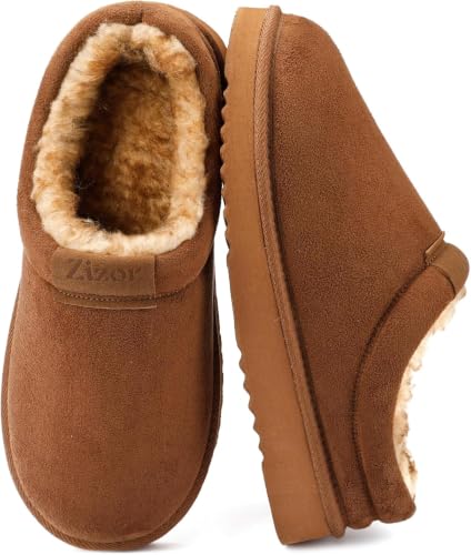 Image of Zizor Men's Fuzzy Cozy Slippers Microsuede Indoor Outdoor Home Comfy Winter Slip On Cute Warm Memory Foam Furry Shoes