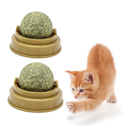 Bolas de menta para gatos GARVALON 4 piezas de pelotas giratorias interactivas 3