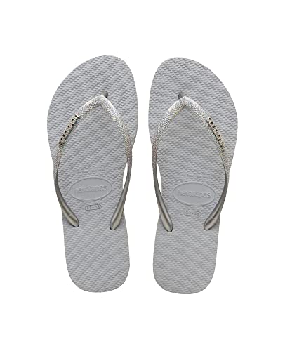 Havaianas Kids Slim Glitter Flip Flops - Spring and Summer Glitter Sandals for Kids - Ice Grey, 11/12C little kid