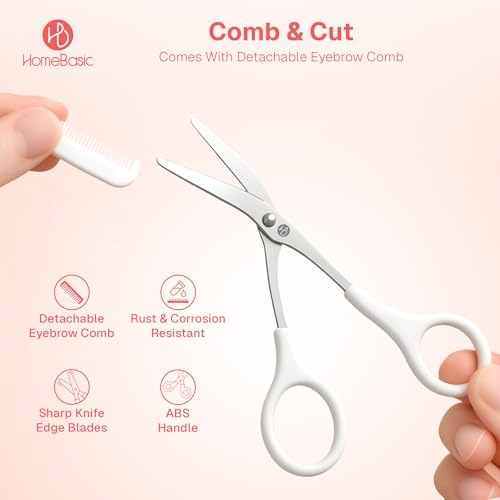 Image of HOMEBASIC Reusable Face Razors with Eyebrow Trimmer Scissor| Painless Hair Remover Kit for Men & Women's Eyebrows, Forehead, Upper Lips, Chin, Peach Fuzz, Sideburns| Dermaplaning Tools (Pack of 4)