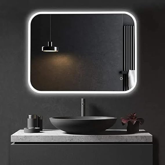 Image of Bathroom LED Light Design Back Vanity Mirror Horizontal /Vertical Wall Mounted LED Makeup Mirror with Light 3-Color Dimmable Memory Touch Button (36 x 48 Inch)
