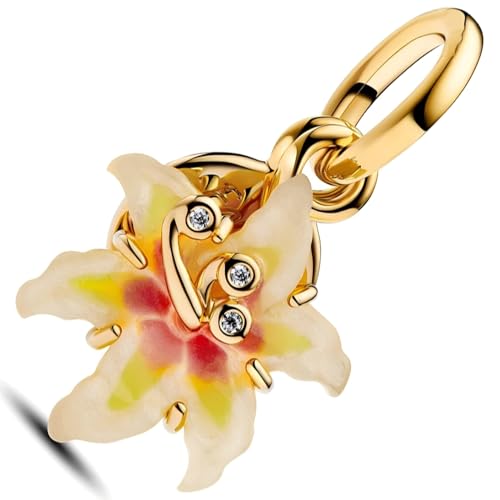 ZURWTCH Dangle Charm Fit Women Bracelet Necklaces Fashion Gifts 925 Sterling Silver DIY Jewelry (Tangled Sundrop Flower Glow-in-the-dark Charm M1892)