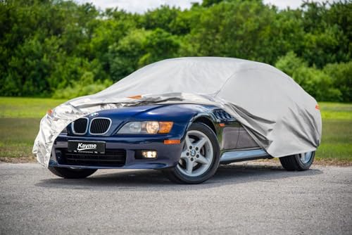 Image of Kayme 6 Layers Car Cover Custom Fit for BMW Z3 (1997-2003) Waterproof All Weather for Automobiles, Outdoor Full Cover Rain Sun UV Protection.Silver