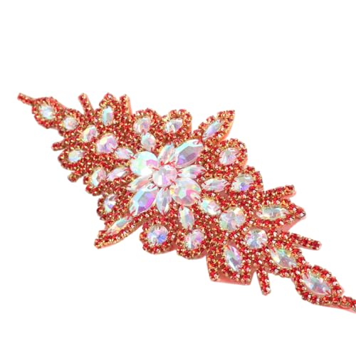 ShiDianYi Rhinestone Bridal Sash Belt | Sparkling AB Crystal Applique Waist Cincher | Adjustable Gold Trim Wedding Accessory for Dresses, Prom, Evening Gowns
