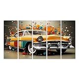 islandburner Prime Bild auf Leinwand Buntes Altfahrzeug Farbspritzer Bilder Wandbilder Poster