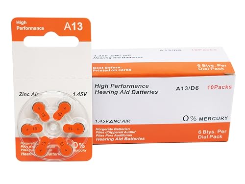 Blank Premium Hearing Aid Batteries Size 13 Zinc Air Mercury-Free 1.45V (300 Batteries)
