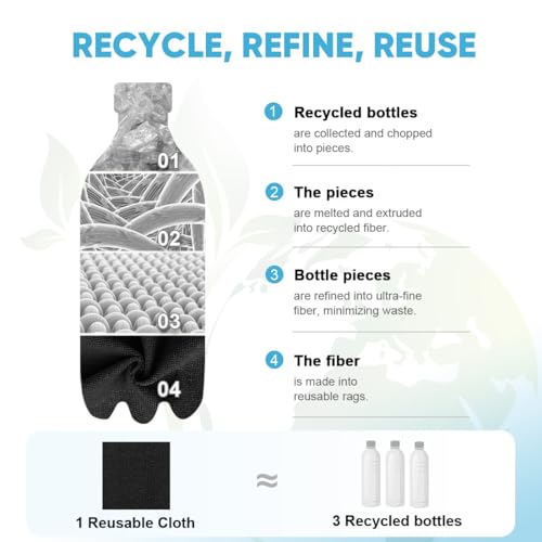 Image of AIDEA Microfiber Cleaning Cloth Roll 55 Sheets, Cleaning Rags Black 11x9 inch