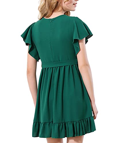 RETSUGO Girl Spring Summer Dresses Butterfly Sleeve Cotton A Line Ruffles School Dress for 6-14 Years Kids2