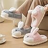 LANFIRE Animal slippers for women Cute rabbit slippers Soft warm winter slippers House plush cotton shoes (Pink, Adult, Women, 4, Numeric Range, UK Footwear Size System, 5, Medium) #2