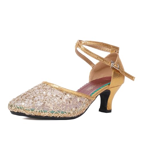 SWDZM Women's Closed Toe Ballroom Latin Dance Shoes Salsa Dancing Heels Comfortable Dress Shoes