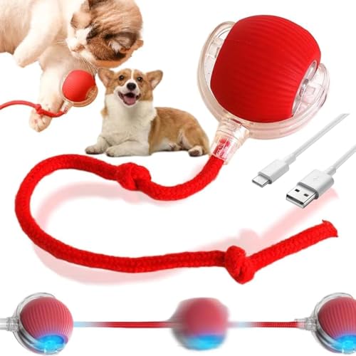 Pelota Interactiva para Perros, Juguete Interactivo para Gatos Perros, Pelota de Juguete Interactiva 360°, Juguetes Resistentes para Perros, Juguetes Interactivos Inteligentes para Perros (Red)