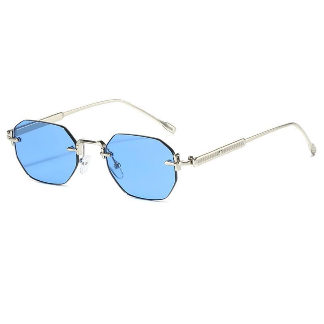 Retro-Sonnenbrille im Punk-Stil, randlos, Damen & Herren, Vintage-Brille, UV400-Schutz
