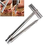 GXLHJKB Stainless Steel Grains Powder Sampler Probe Rotary Handle Granule Solid Sack Bag Sampling Thief Double Tubes 3 Slots(Size:32mmx 2.5m /1.3X 98.4inch,Color:Folding Sampler)