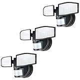 IP44 Bewertung 3 Packung Xtralite NiteSafe X2 Twin Security LED-Strahler, bewegungsaktiviert, kabelloser Akku mit verstellbaren Köpfen, IP44, 400 Lumen (5000k)