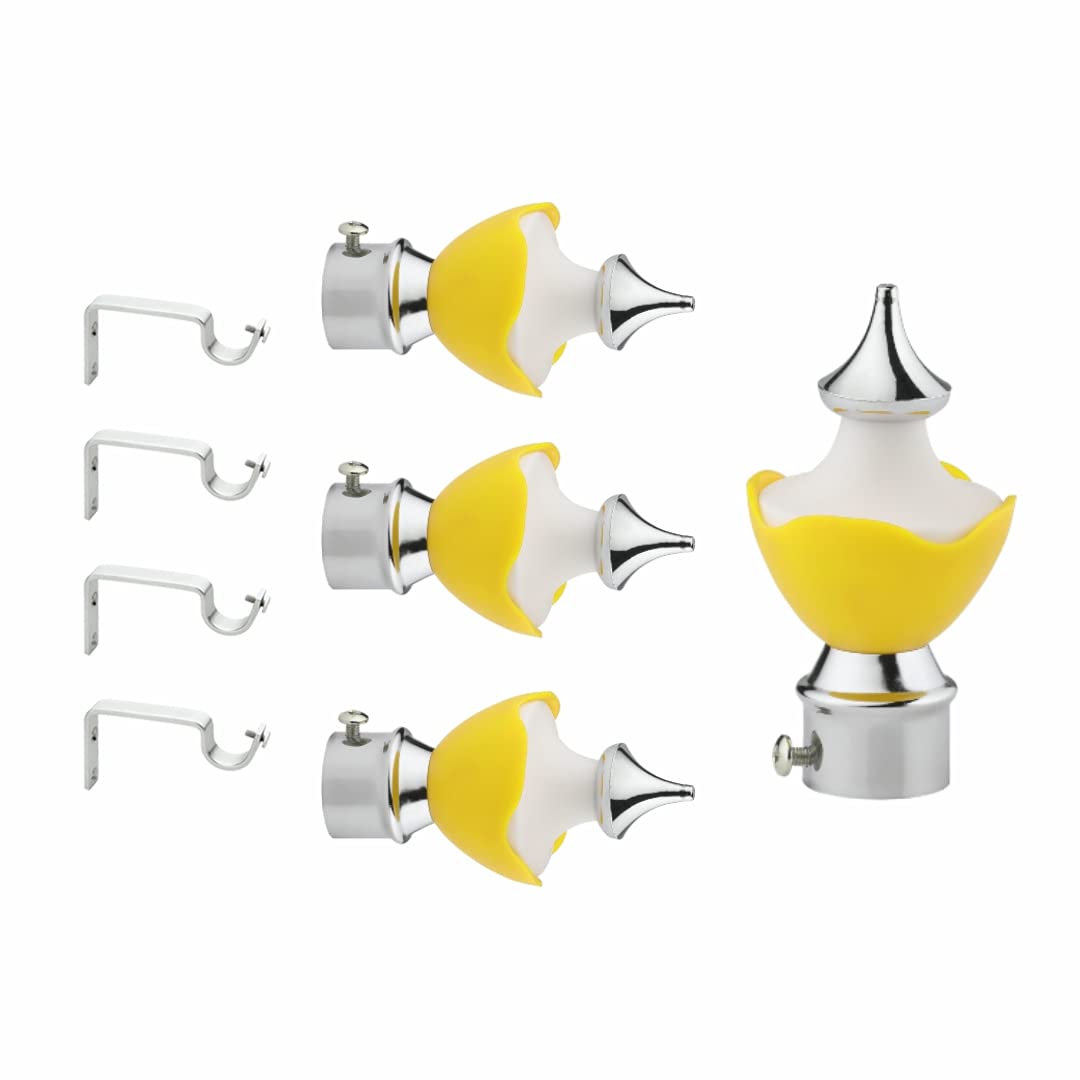 GRIVAN Stainless Steel & ABS Curtain Bracket Parda Holder with Support 1 Inch Rod Pocket Finials Designer Door and Window Rod Support Fittings, Curtain Rod Holder (Pair of 2 , Yellow ) (B097ZMFQ6N) Amazon Price History, Amazon Price Tracker