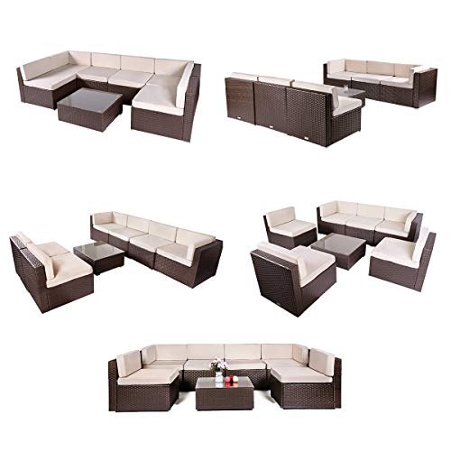 Aecojoy 7 Piece Outdoor Patio Pe Rattan Buy Online In Malta At Desertcart