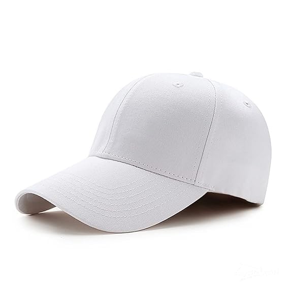 White Baseball Cap | Unisex Adjustable Cotton Hat | Breathable, Stylish Sports Cap | Sun Protection Casual Outdoor Hat | for Running, Golf, Tennis, Travel |