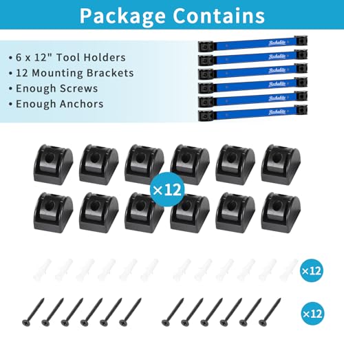Rechabite 6 Pieces 12" Magnetic Tool Holder Strip, Blue Magnet Bar, Metal Tool Organizer Rack for Garage Organization, Easy To Install in Workshop, Mounting Screws Included by Rechabite - Image 7