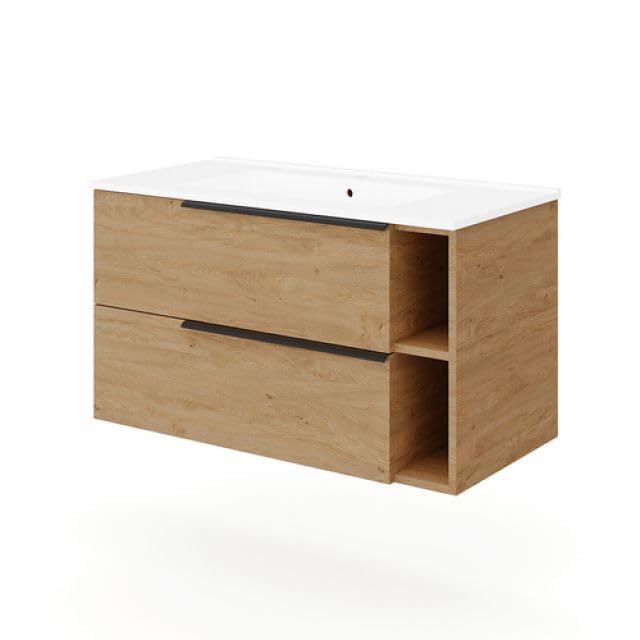 Unterbau 2 Schubladen mit Griffen Mod. LOFT 101 x 46 cm Nussbaum dunkel