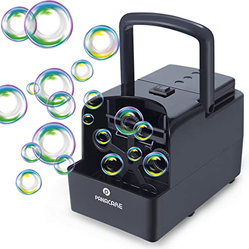 PANACARE Máquina profissional de bolhas de sabão portátil automática, 1500 bolhas por minuto, brinquedo elétrico para crianças, casamentos, festas de aniversário (Black 1)