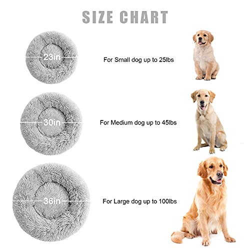 image for LALIPODA Calming Dog Bed Cat Bed, Washable Round Dog Bed - 23/30/36 in
