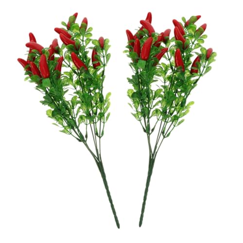 SOLUSTRE 2Pcs Lifelike Artificial Chili Pepper Branches Realistic Fake Vegetable Bunches for Home Decor Party Decorations and Floral Arrangements for Vases and Garden Settings