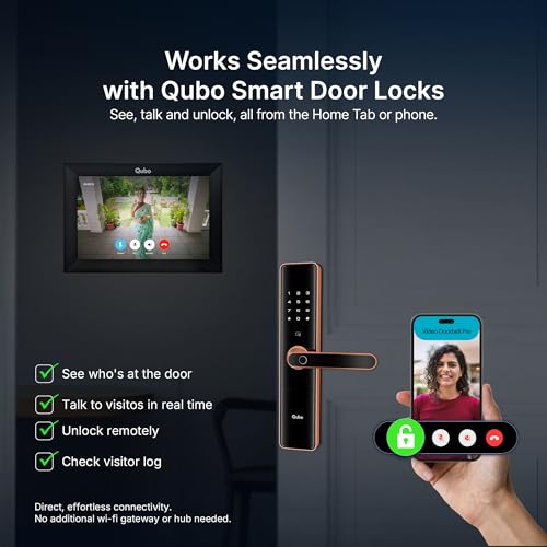 Image of Qubo Instaview (2026) Smart Video Doorphone from Hero Group | 3MP Video Doorbell Pro 2K + Wireless Home Tab 1296p Resolution| Instant Phone & Tab Visitor Video Call | 2-Way Talk | Chime