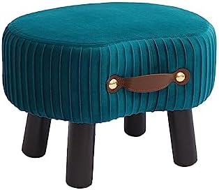 Small Footstool with Handle, Velvet Ottoman Foot Rest with Padded...