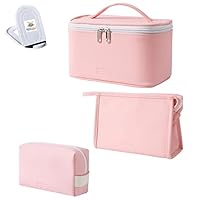 Seagull flight of fashion Makeup Pouch for Women , Cosmetic Pouch , Travel Pouch for Toiletries , Cosmetics with Mobile Stand – Set of 3 – Rose Gold