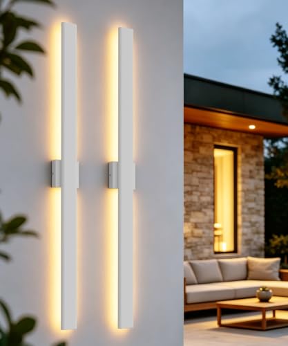 Image of Aipsun 47.2 inch LED Outdoor Wall Light, Modern White Exterior Lighting Fixture