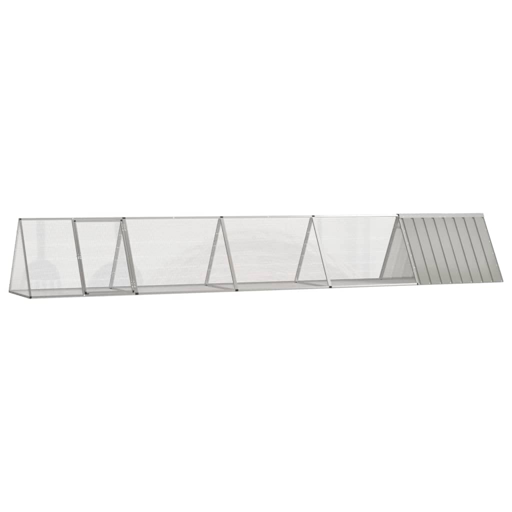 Jaula para conejos, gris, 504,5 x 80,5 x 71 cm, acero galvanizado, con ampliación, todo en uno para conejos, conejos, cobayas, uso en interiores y exteriores